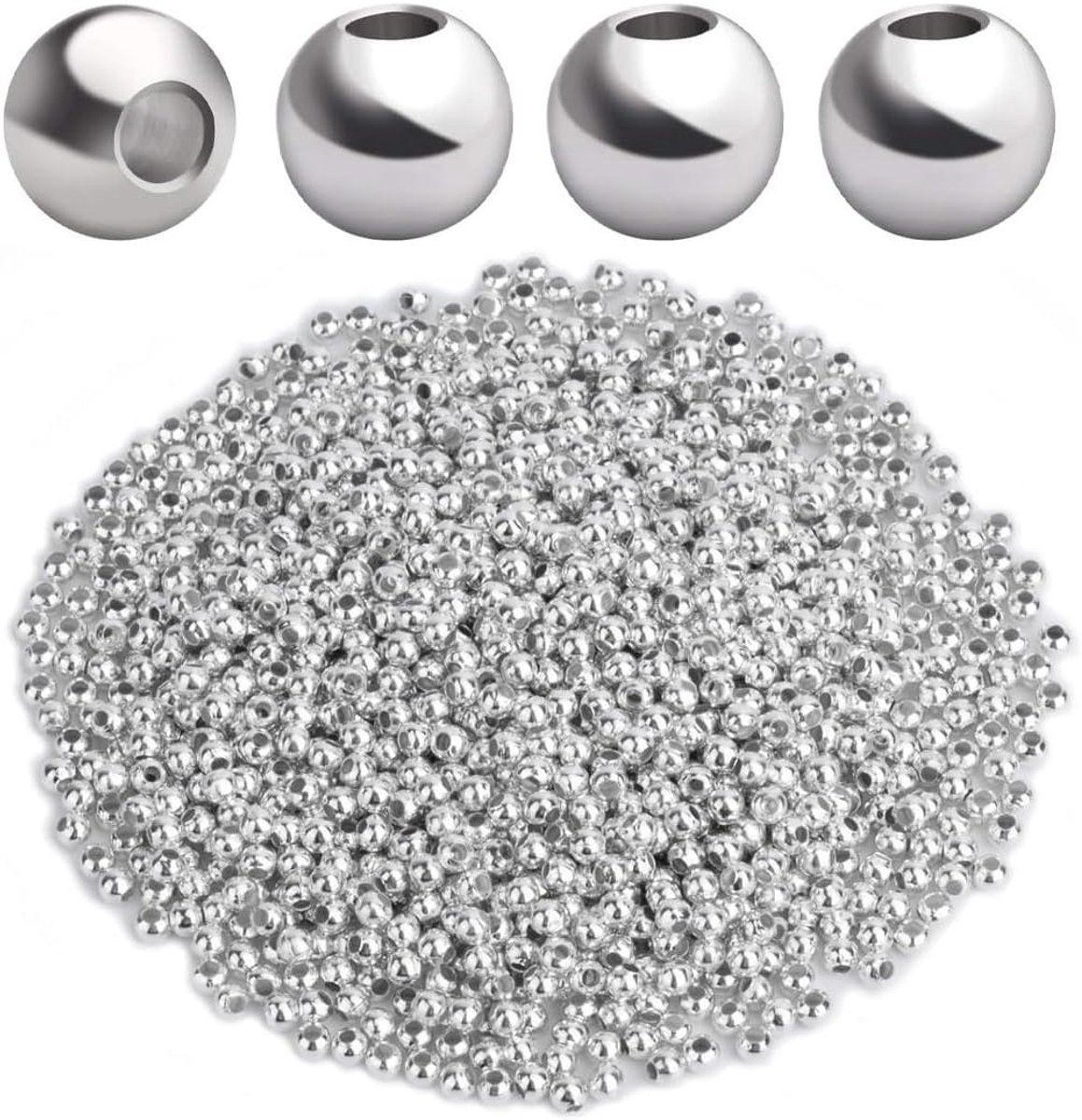   - Metalen afstandhouders kralen 3 mm - 140 stuks - Sieraden decoratie - Handwerk - zilver - Kralen armbanden - Halskettingen