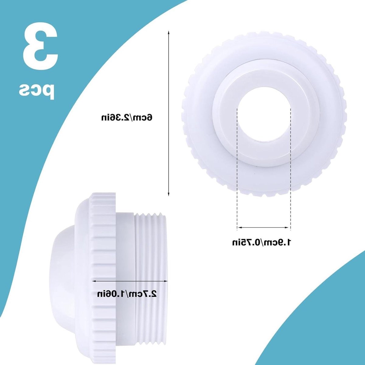 Zeynomax - Mondstukken voor zwembad - 3 stuks - Verstelbare inlaat- en afvoermondstukken voor zwembaden - Zwembadsproeiers - Gemakkelijk te installeren