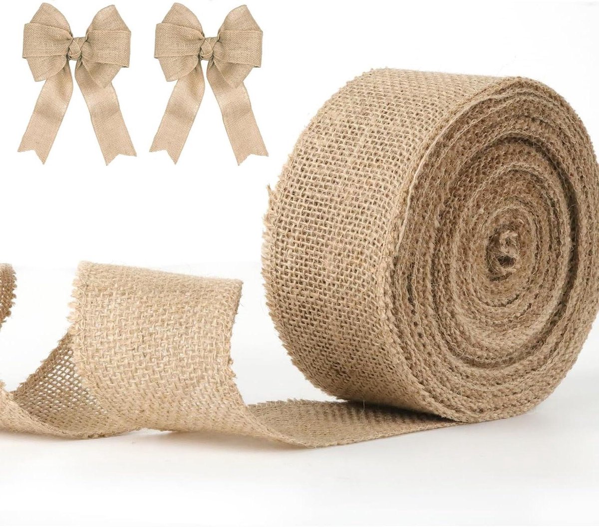 Zeynomax - Natuurlijk Jute Lint 15 Meter, Vintage Cadeaulint 6 cm Breed - Zaklinnen Band Voor Handwerk, Bruiloftsdecoratie, Kerstmis, Bloemenboeket