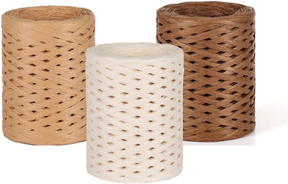   - Natuurlijke bast papier tape 3 rollen voor DIY ambachten - 110 m/volume