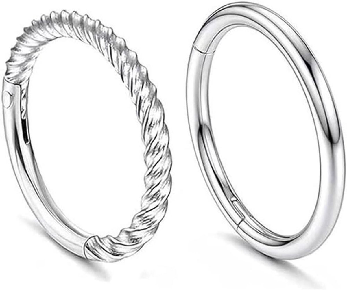   - Neuspiercing Set van 2 stuks - Modern Clicker Ring van Roestvrij Staal voor Vrouwen en Meisjes - Trendy Sieraden - Neusring met Strass - Zilverkleurig.