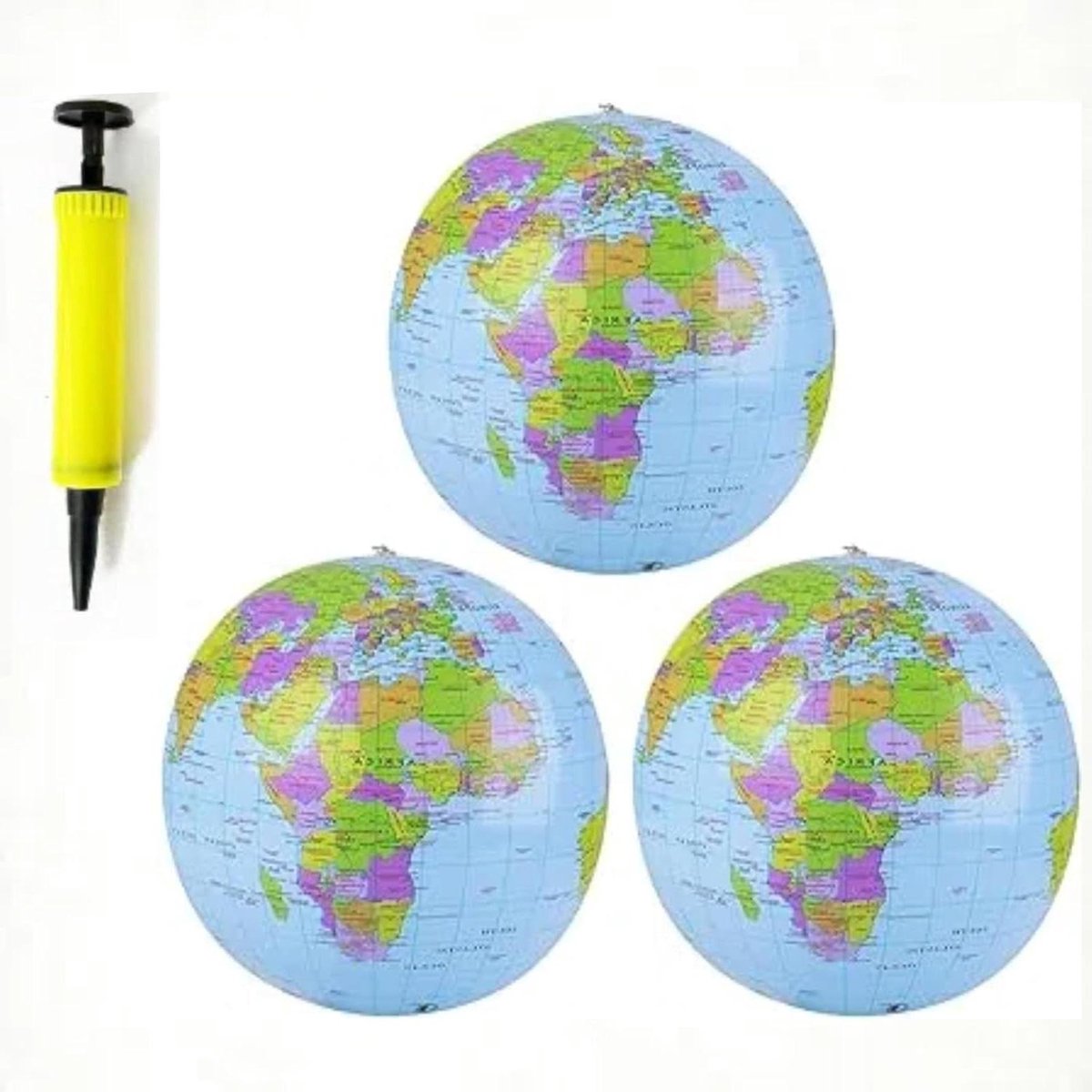  - Opblaasbare wereldbol set van 3 voor educatief strandplezier