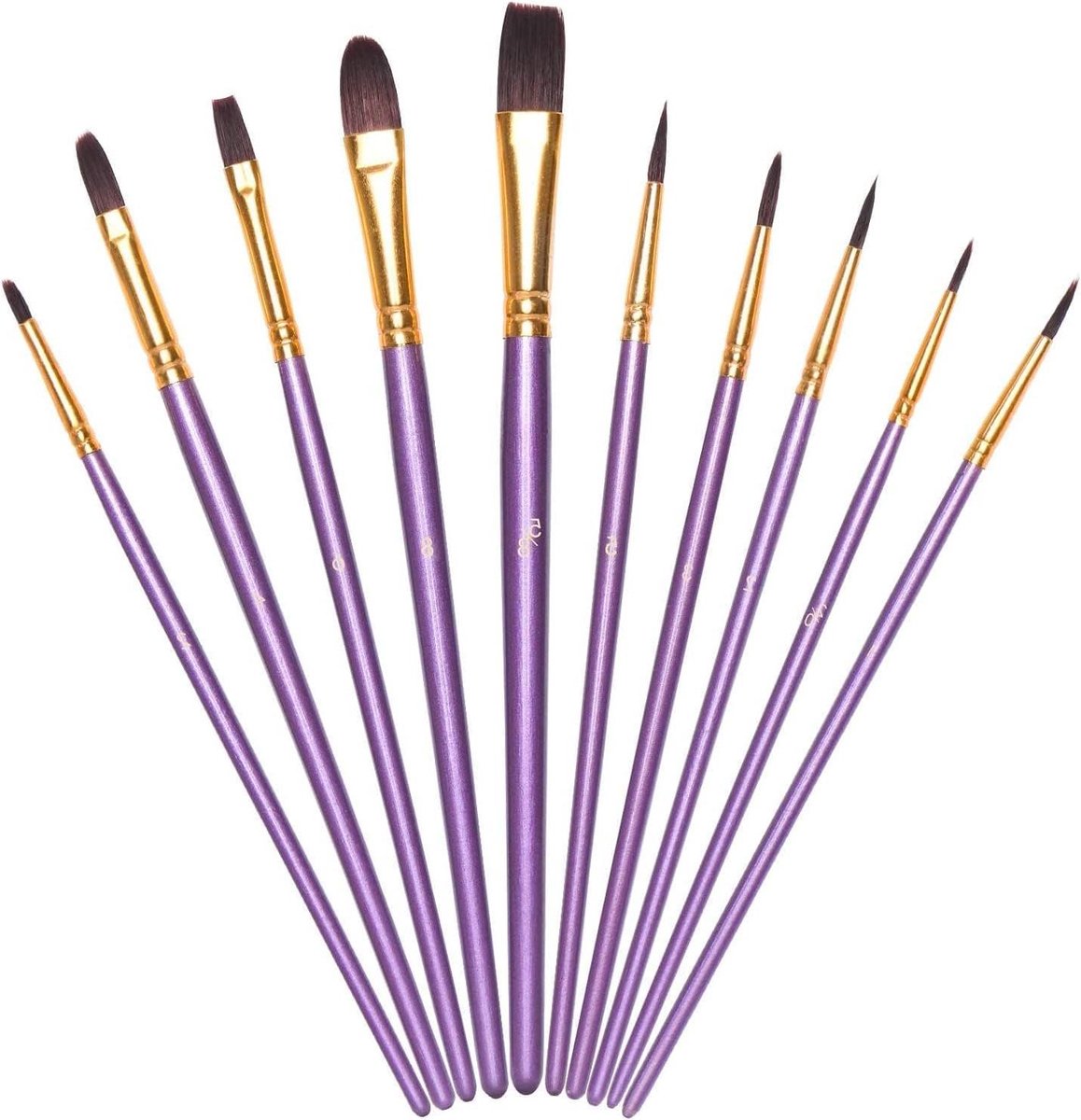 Zeynomax - Penselenset met 10 stuks premium nylon penselen voor acryl- en olieverfschilderen