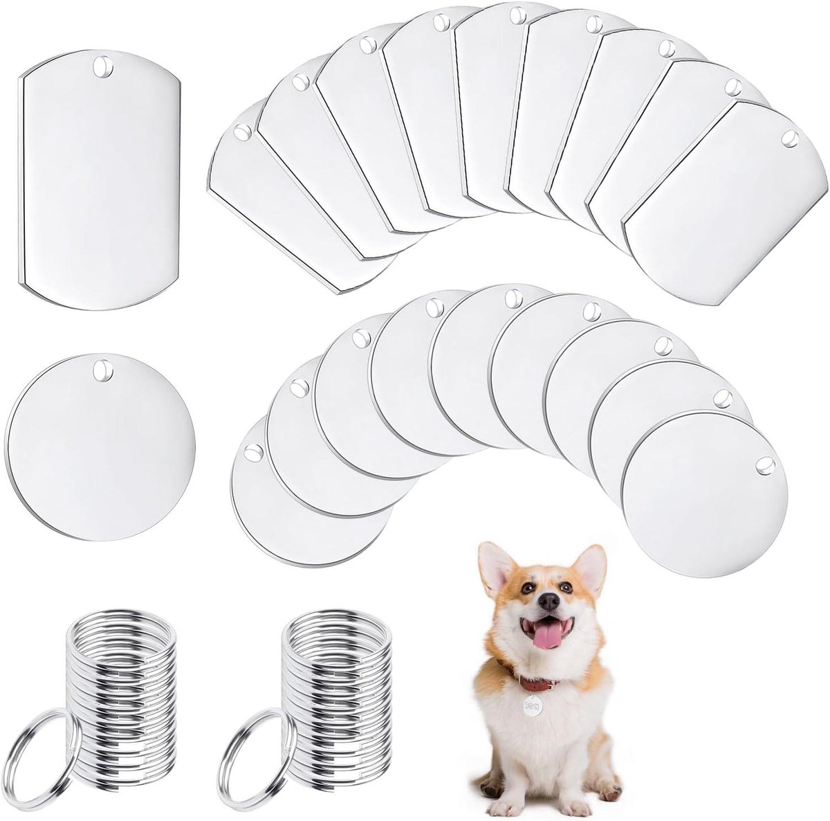   - RVS hangers 20 stuks onbewerkte hondenlabels - sleutelhanger doe-het-zelf maakkit