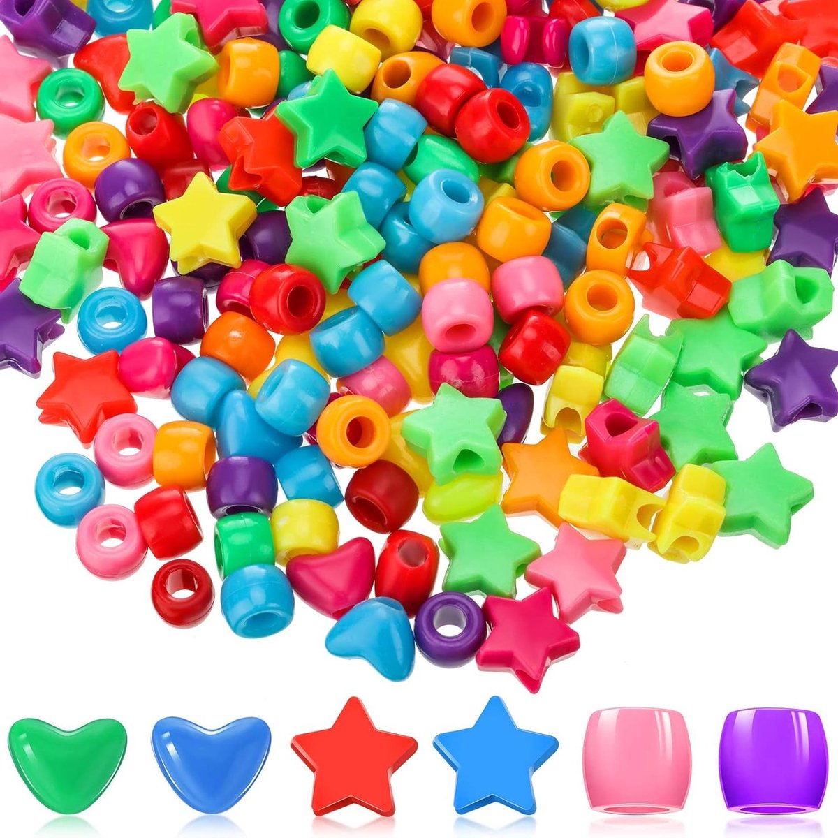   - Set van 600 hartvormige kralen met groot gat in meerdere kleuren voor Kawaii sieraden - DIY armband en ketting - Kerstcadeau idee进