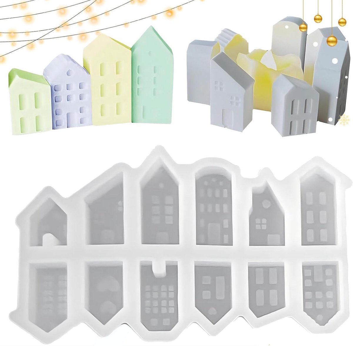   - Siliconen Gietvormen voor Thuis - 12 stuks - DIY Kaarsen Zeep - Kerstmis