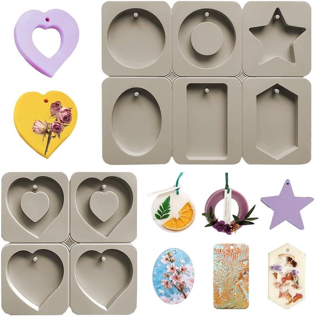 Zeynomax - Siliconen Zeepmal Met Ophanggat en Rechthoekige Vorm - Set van 2 - Voor Kaarsen en Ambachtelijke Projecten - Herbruikbaar DIY Gereedschap