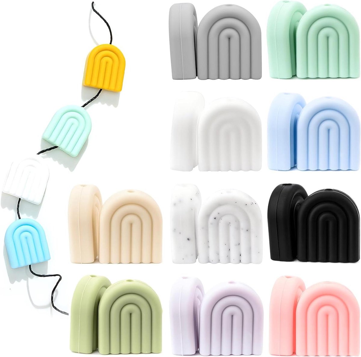   - Siliconen kralen set voor DIY sleutelhangers en armbanden - 50 stuks in 10 kleuren