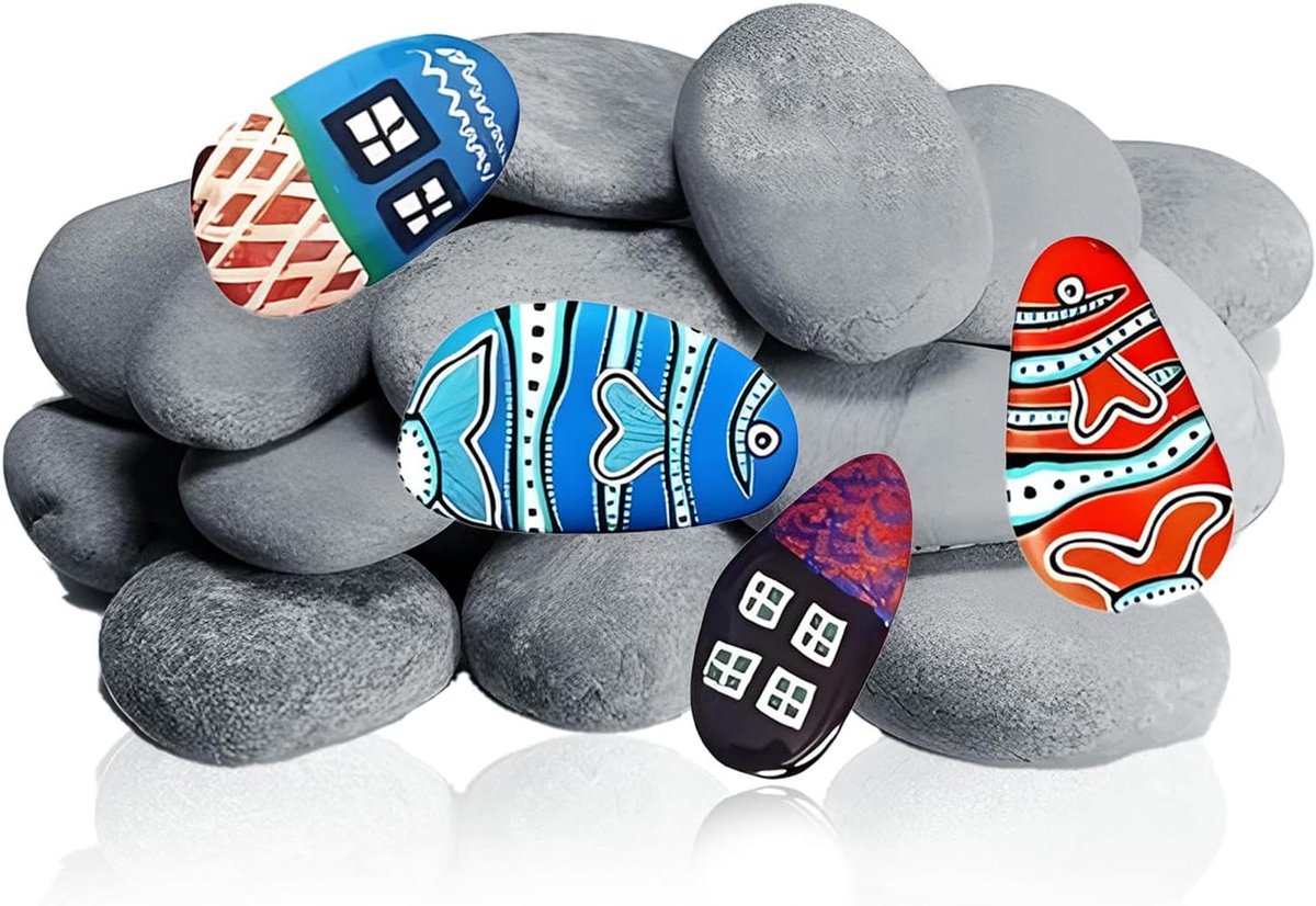 Zeynomax - Stenen om te beschilderen 20 stuks - Natuursteen kiezelstenen voor doe-het-zelf projecten - Aquariumstenen - 3-5 cm