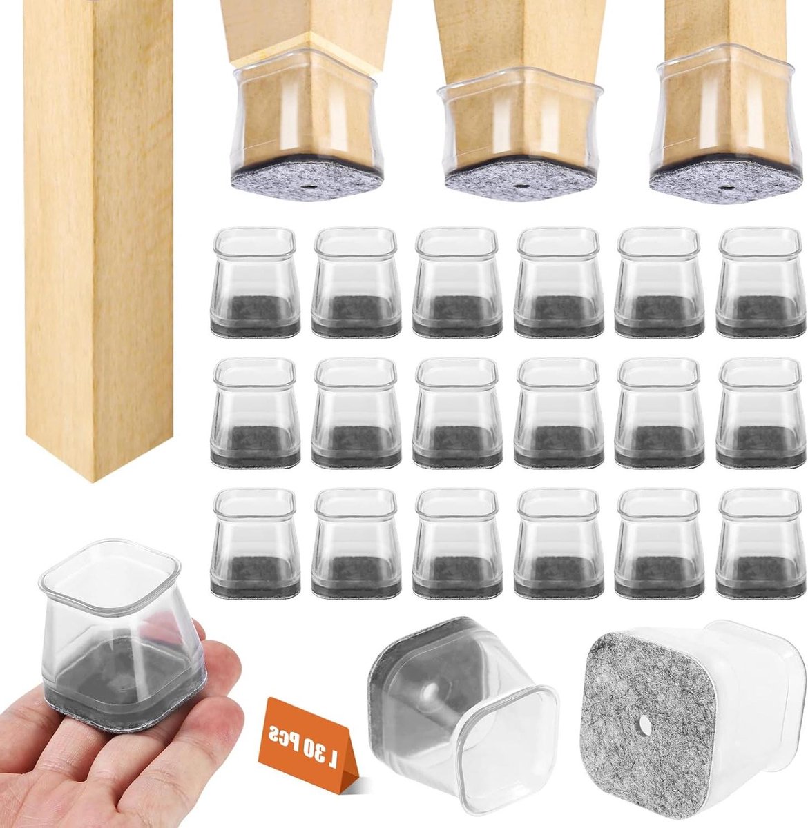 Zeynomax - Stoelpootbeschermers met vilt voor transparante vloerbescherming in huiselijke omgeving