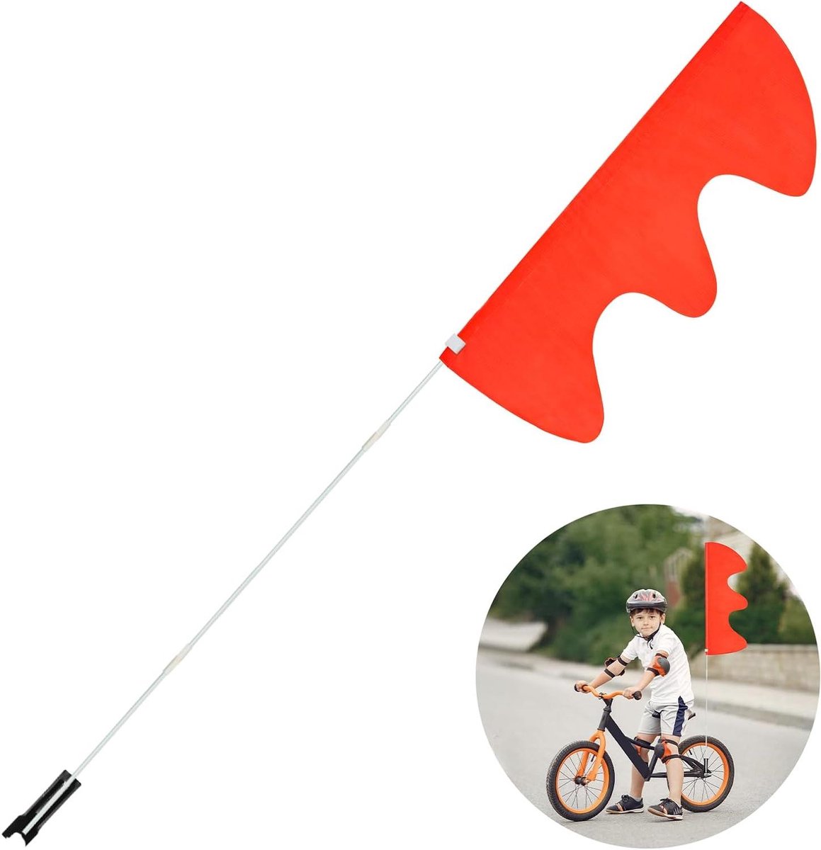   - Veiligheids wimpel 180 cm met reflecterende gele wimpel stang - verstelbare kinderfietsvlag - fietswimpel voor kinderfietsen