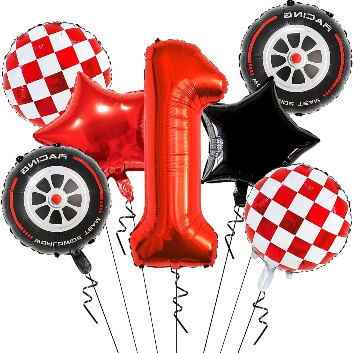 Zeynomax - Verjaardag versiering 1 jaar - racing auto ballonnen jongens feest - kinderen feest decoratie met folie ballon nummer 1