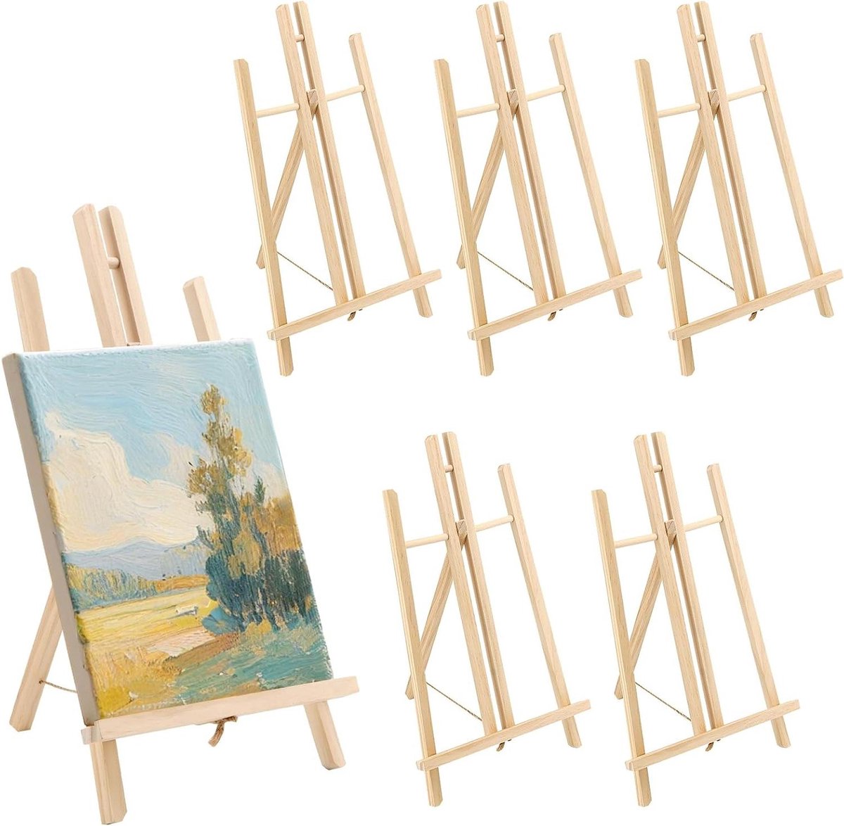 Zeynomax - Verstelbare houten schildersezelstandaard, 6 stuks, ideaal voor tekenen, kunst & ambachten - 40 x 24 cm