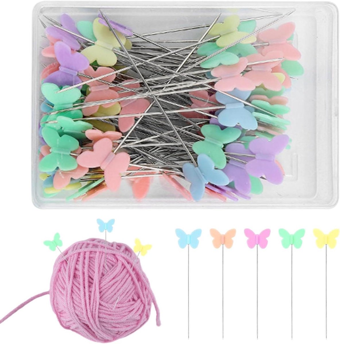   - Vlinderkop Steeknaalden, Meerkleurige  en voor DIY Naaien - 200 Stuks