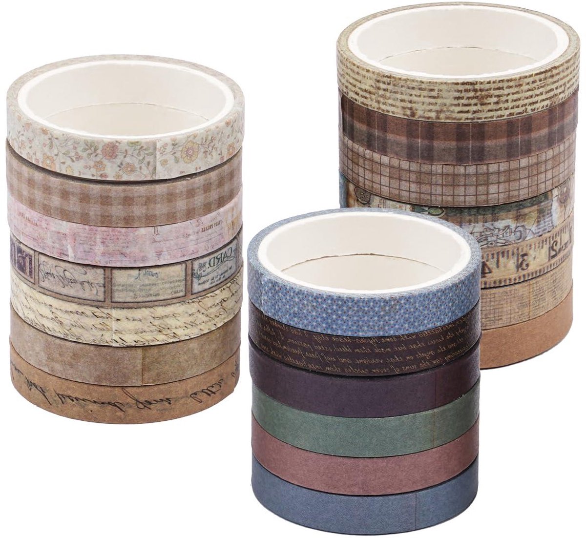   - Washi Tape Set met Vintage Patroon voor Dagboeken en DIY - 20 Rollen van 0.7cm * 3m