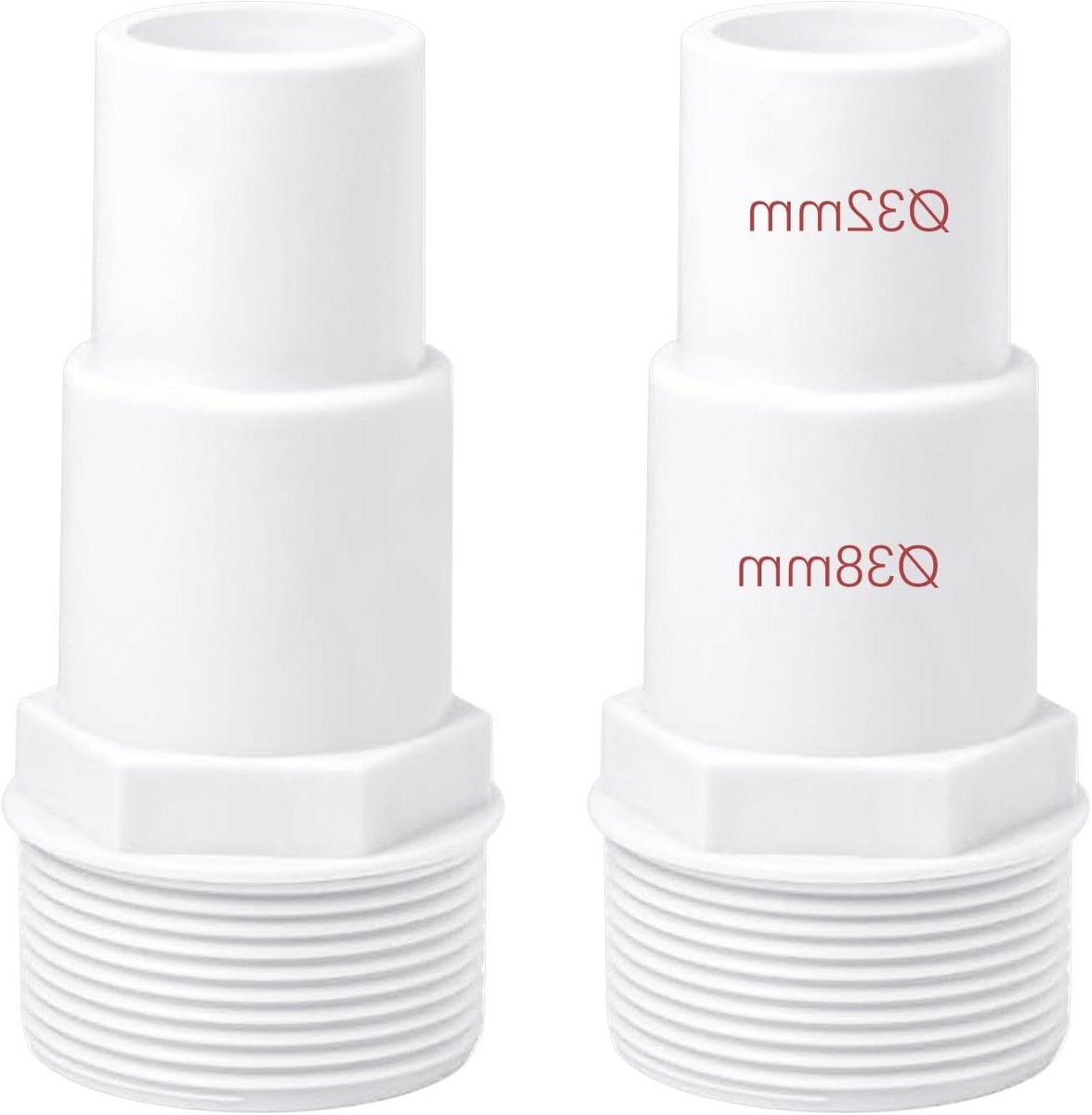 Zeynomax - Zwembadslangverbinders Set van 2 stuks - Ø 32/38 mm - 15 inch - Wit - Slangtule - Zwembadaccessoires - Slangaansluitstukken - Voor Zwembaden