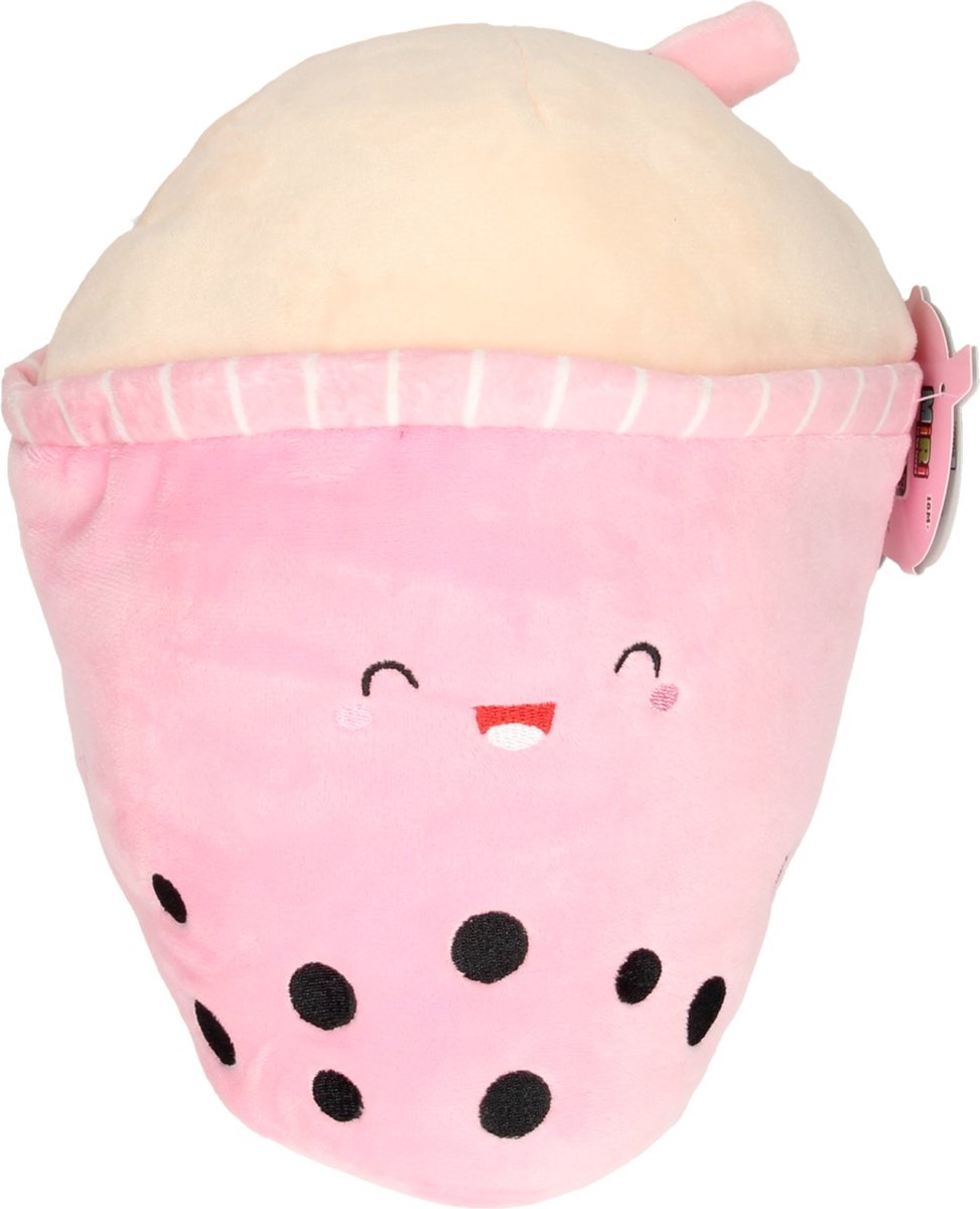 Bubble Tea pluche knuffel geel 28cm speelgoed pastelgeel.