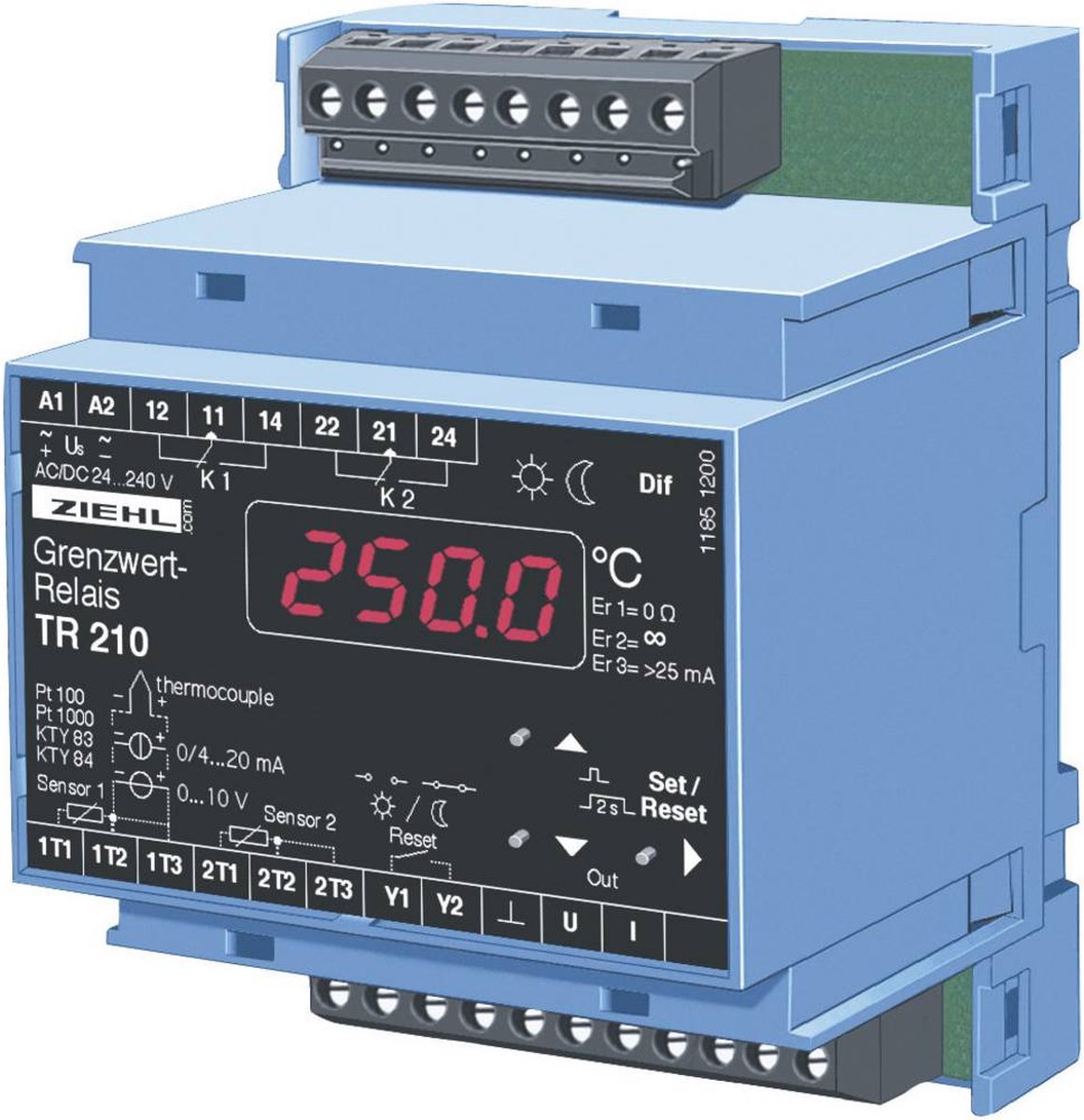   TR 210 Temperatuurregelaar KTY -270 tot 1820 °C Relais 5 A, Analoge stroom (l x b x h) 58 x 70 x 90 mm