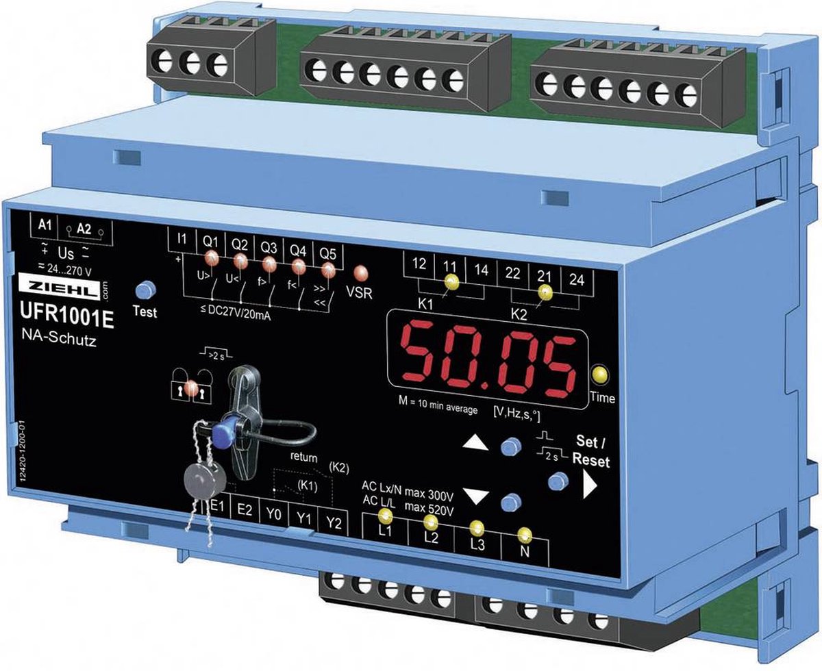  UFR1001E Spanningsen frequentie relais Aantal relaisuitgangen: 2 Aantal analoge ingangen: 1