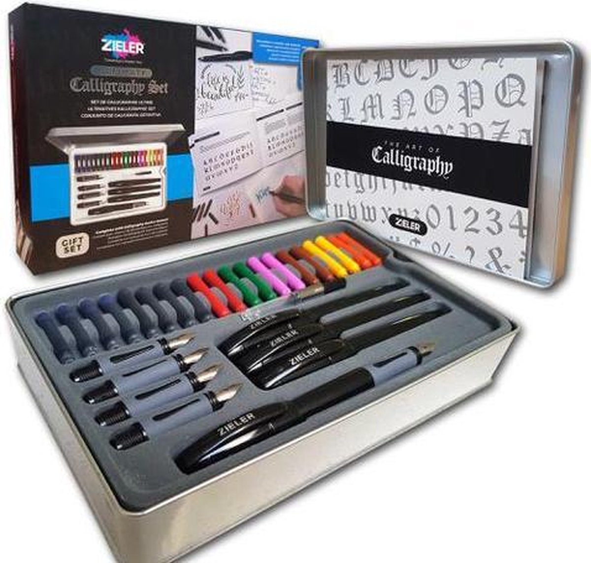 ZIELER CALLIGRAFIE PENNENSET 31-DELIG ULTIMATE IN TINNEN BOX