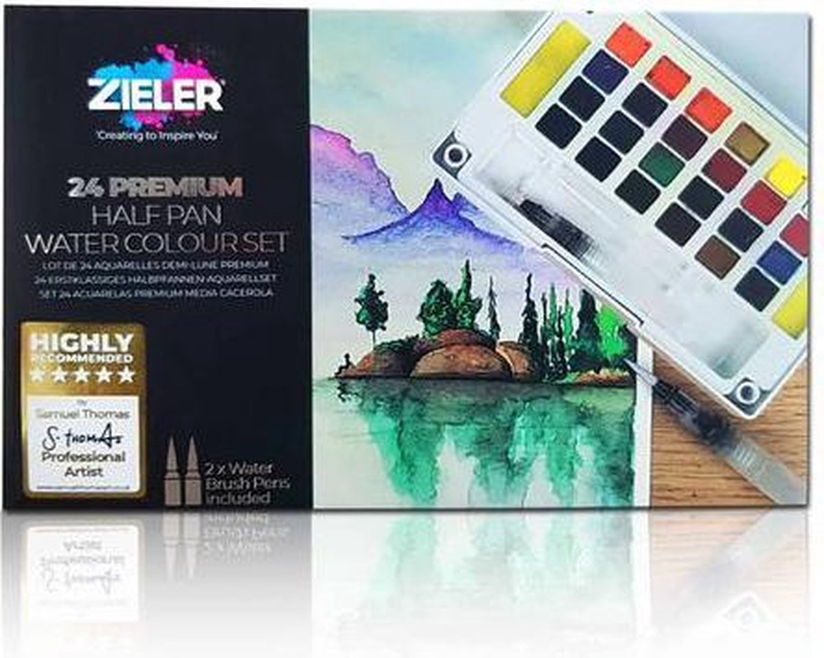 ZIELER PREMIUM 24 HALF PAN WATERCOLOUR SET + EXTRAS