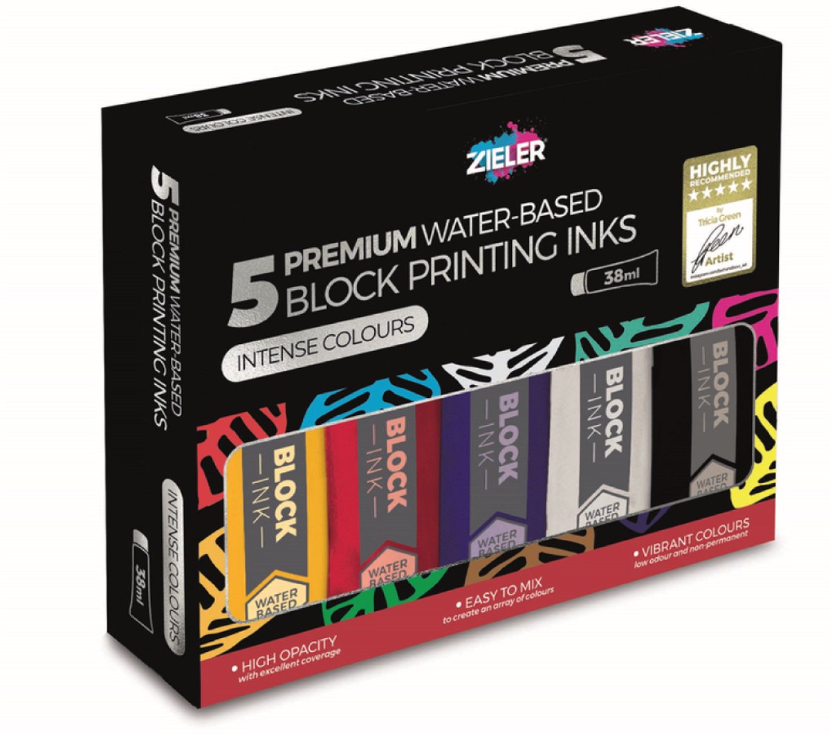 Zieler Block Printing Ink Set 5X 38Ml
