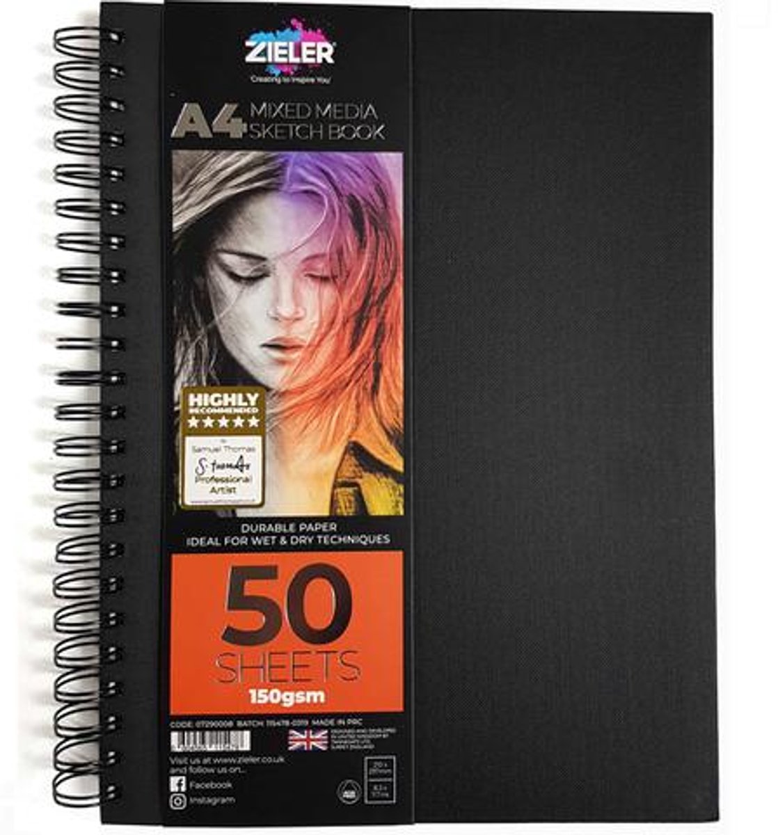 Zieler Mixed Media Hardback A4 Spiraal 150Gram