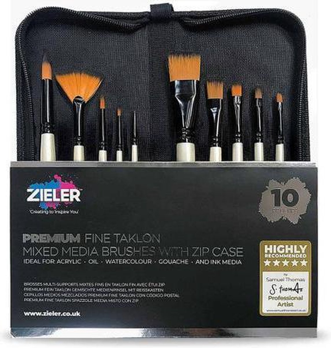 Zieler Penselen Set Mixed Media 10X In Etui