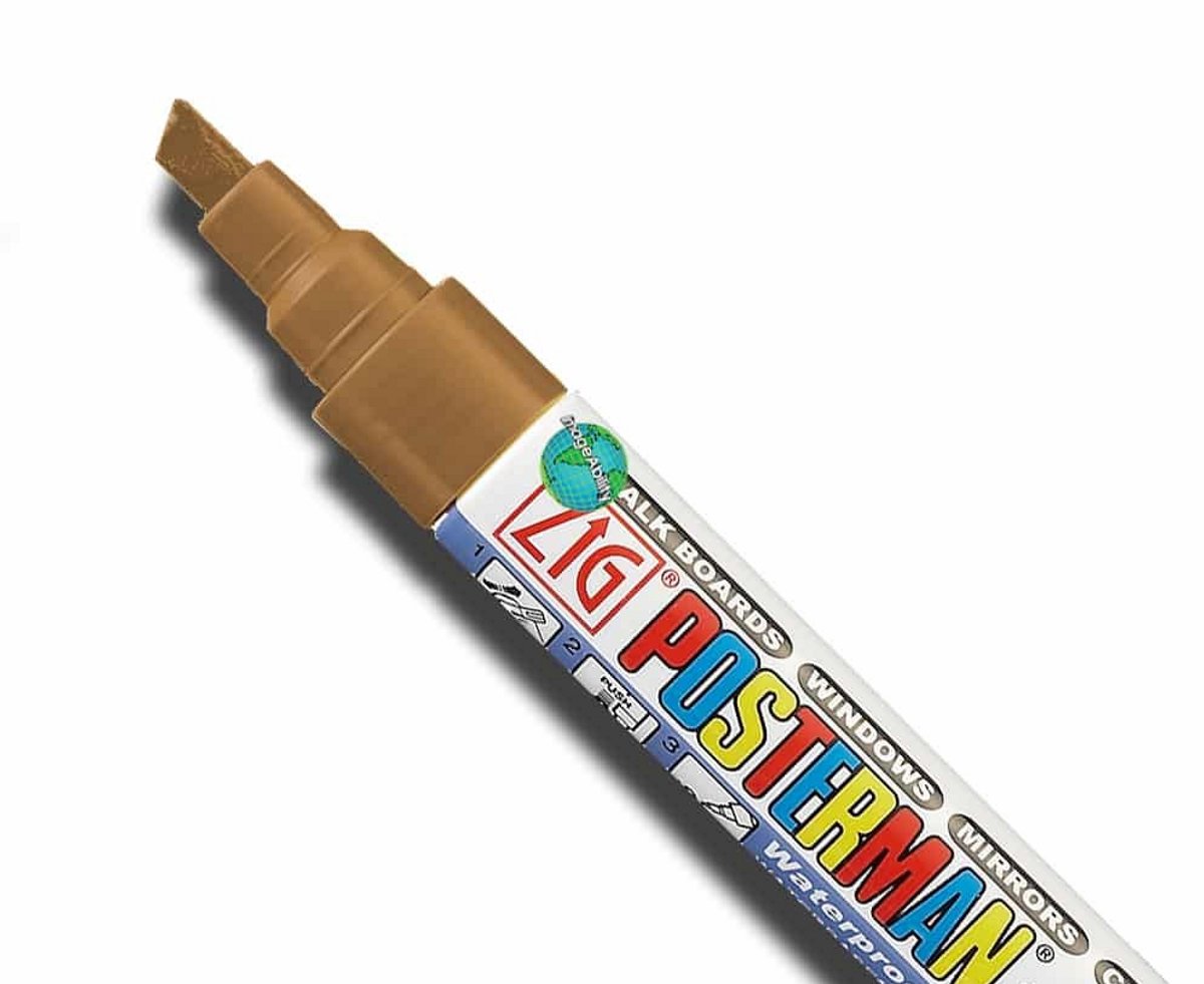 Securit Zig Posterman waterbestendige krijtstift - metallic brown - breed