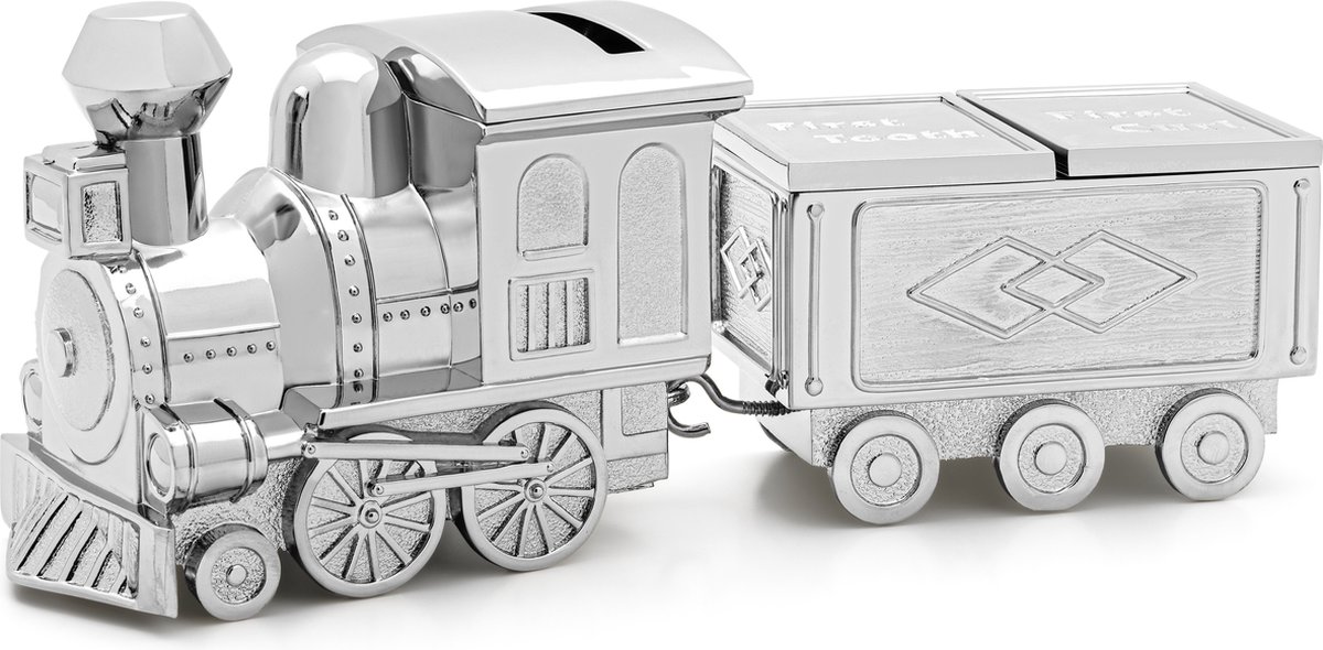 Spaarpot & haarlok- tandendoosje Locomotief en wagon