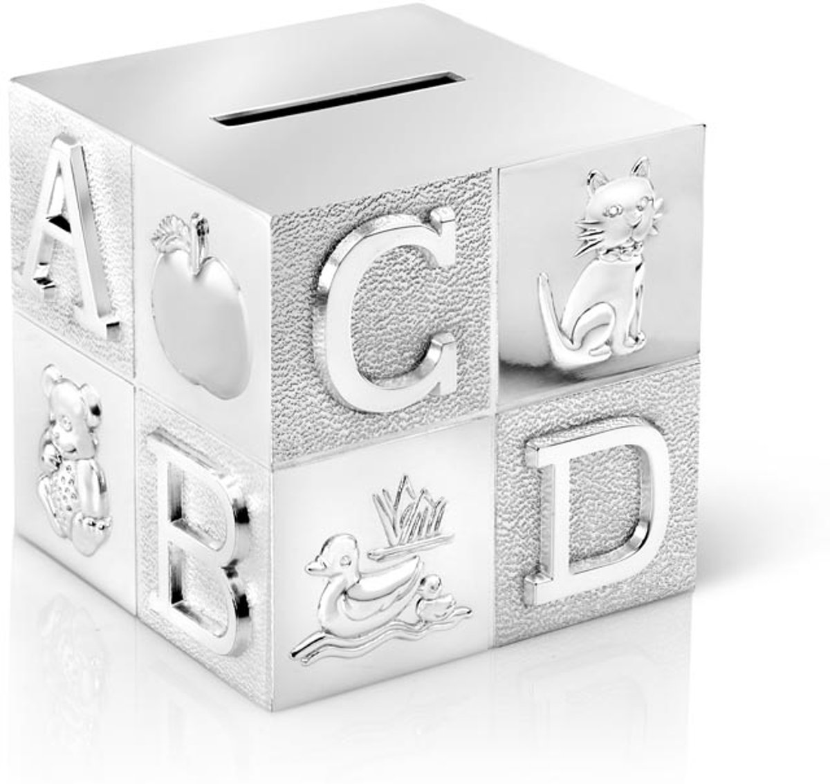 Zilverstad - Spaarpot  - Kubus - Verzilverd