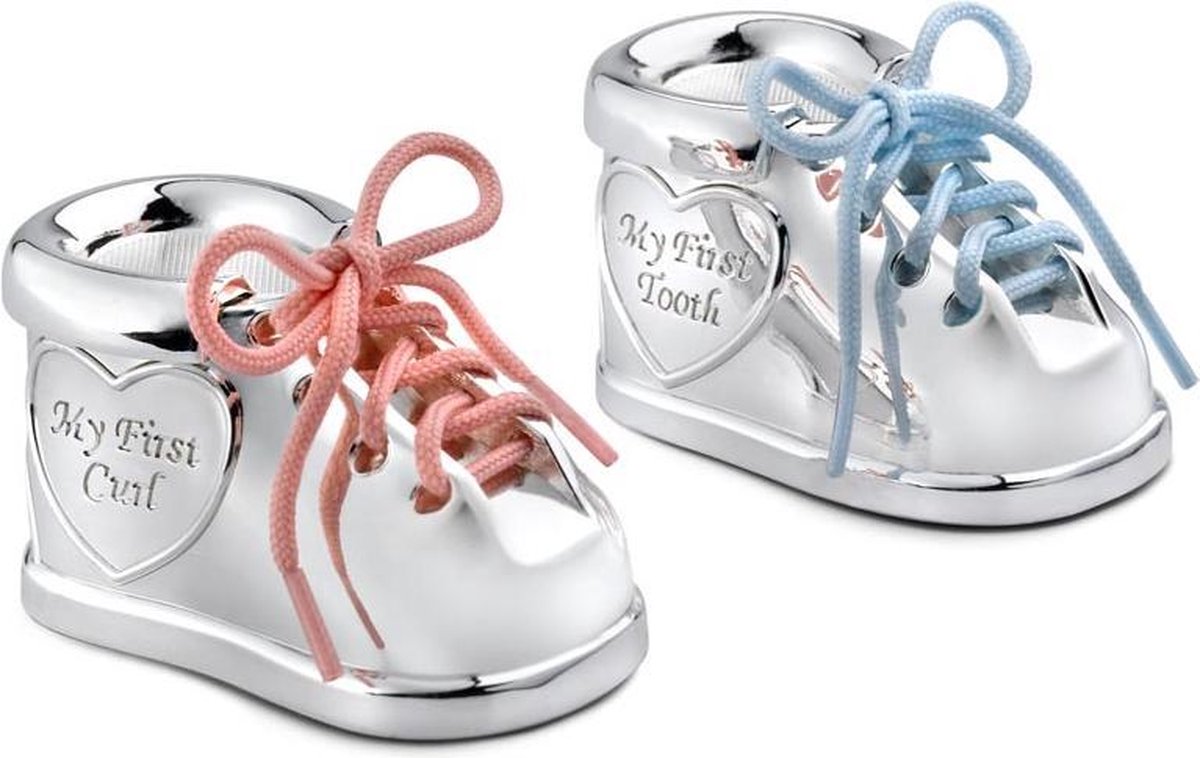    Tanden-haarlokdoosje schoen met NAAMGRAVURE