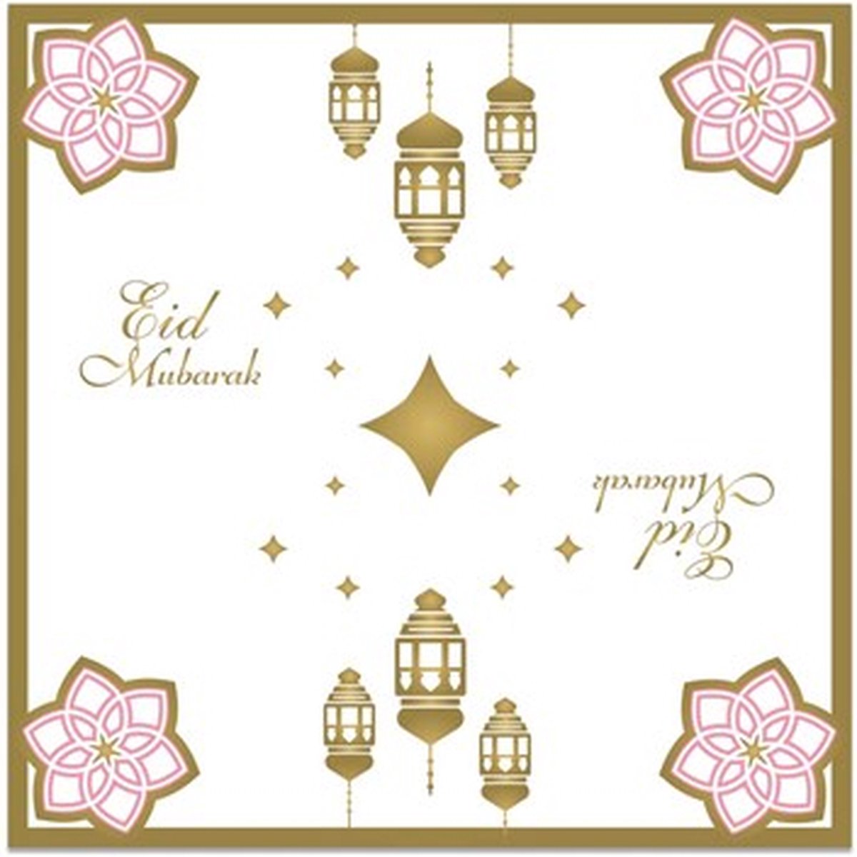 Eid Mubarak - Servetten roze 33 x 33 cm 20 stuks