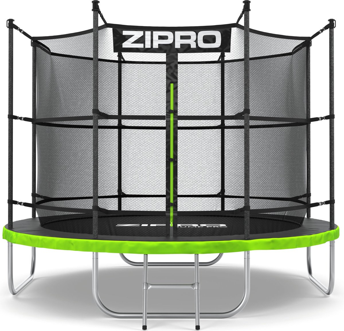Zipro® Jump Pro 8FT tuintrampoline Ø252cm met binnennet - Trampoline voor buiten - Afsluitbaar veiligheidsnet - Verwisselbaar UV-bestendig net - Maximale belasting tot 150kg - Corrosiebestendig - Snelle en eenvoudige montage.