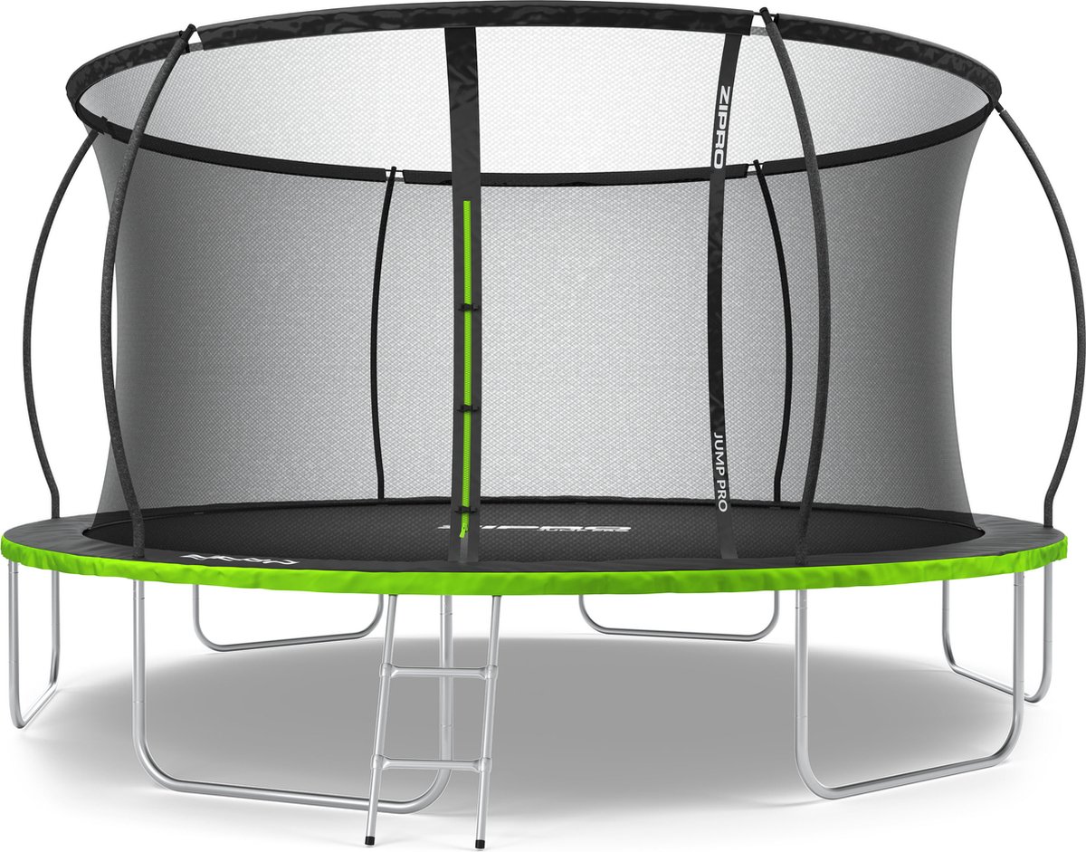 Zipro® Jump Pro Premium Tuintrampoline 14FT Ø435cm met intern mesh - Trampoline Voor Buiten - Afsluitbaar Veiligheidsnet - UV-bestendig vervangend net - max. belasting tot 150 kg - Corrosiebestendig - Snelle en eenvoudige montage