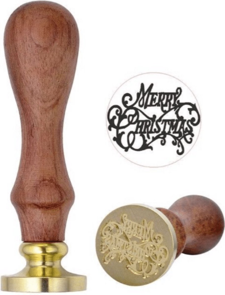 ZoeZo - Houten Stempel - Merry Christmas - Stempelen - Wax Seal - Verwijderbare kop - Enveloppen - Kaarsen stempelen - Zeep stempelen - Stamp