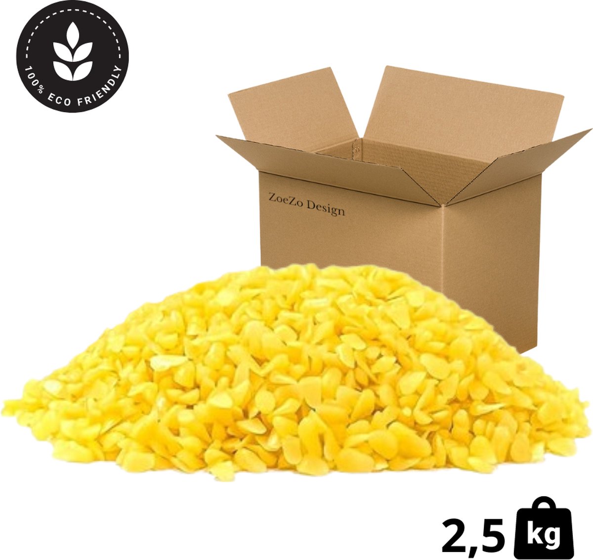 ZoeZo Design - Bijenwas - Geel - Bijenwas Korrels - 2,5 KG - 100% Zuiver - Bijenwas kaarsen - Kaarsen maken - Bijenwas wraps maken - Lippenbalsem maken - Zuiveren bijenwas