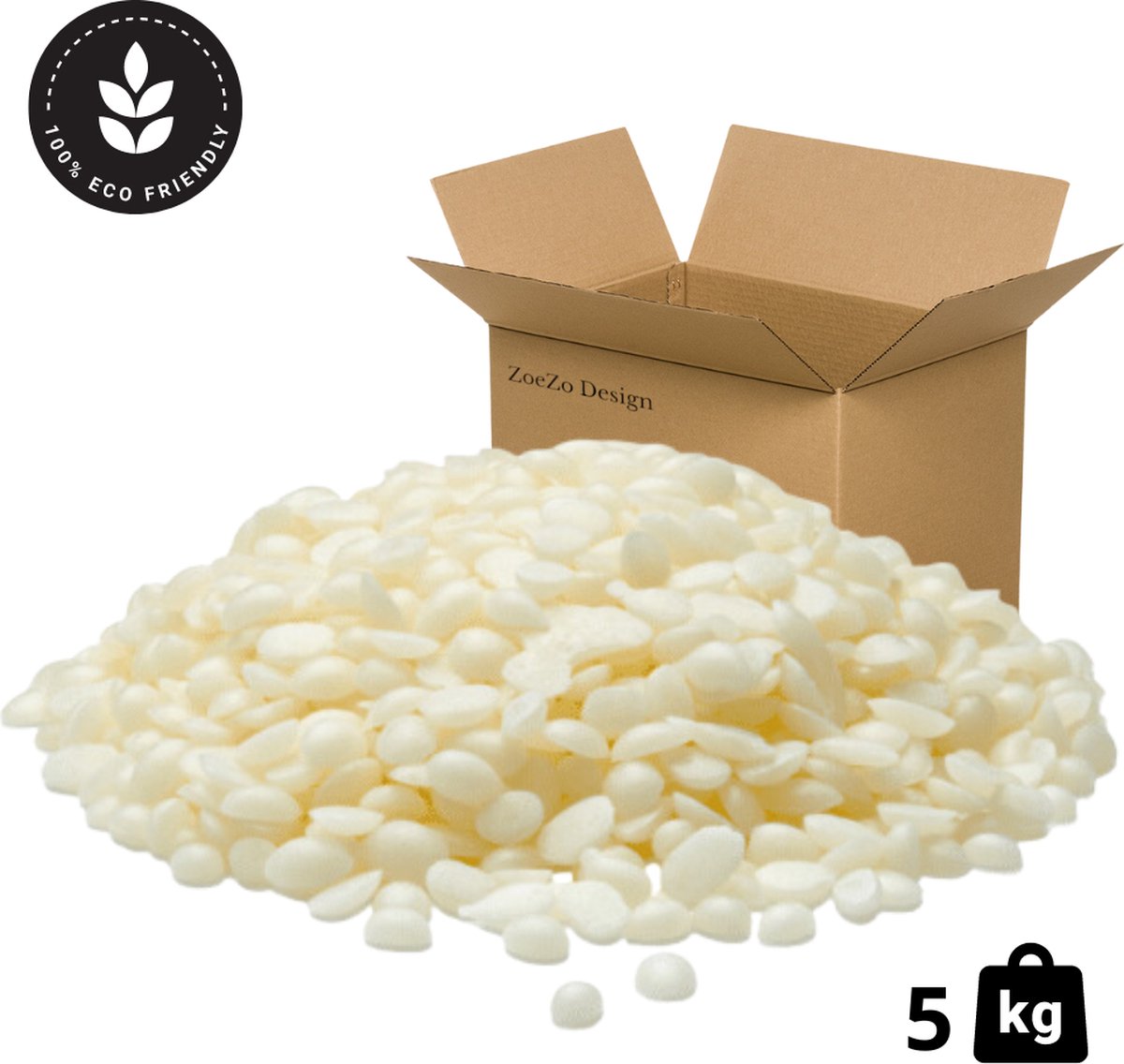 ZoeZo Design - Bijenwas - Wit - Bijenwas Korrels - 5 KG - 100% Zuiver - Bijenwas kaarsen - Kaarsen maken - Bijenwas wraps maken - Lippenbalsem maken - Zuiveren bijenwas