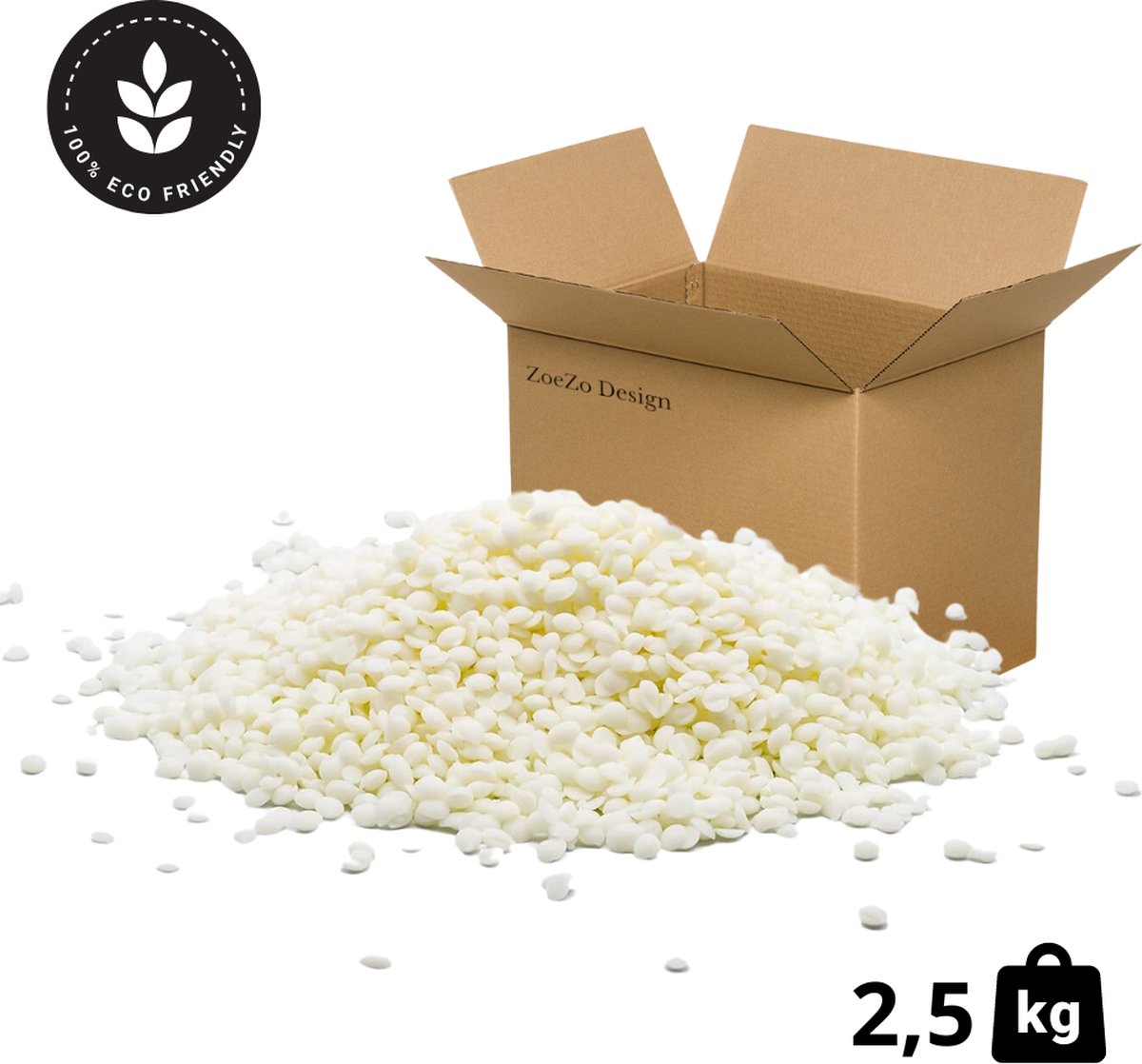 ZoeZo Design - Soja was voor vrijstaande kaarsen - Pillar wax - 2,5 KG - Korrels - Kaarsen maken - 100% Ecologisch - Pellets - Soy wax - Kaarsenwas - Sojawas