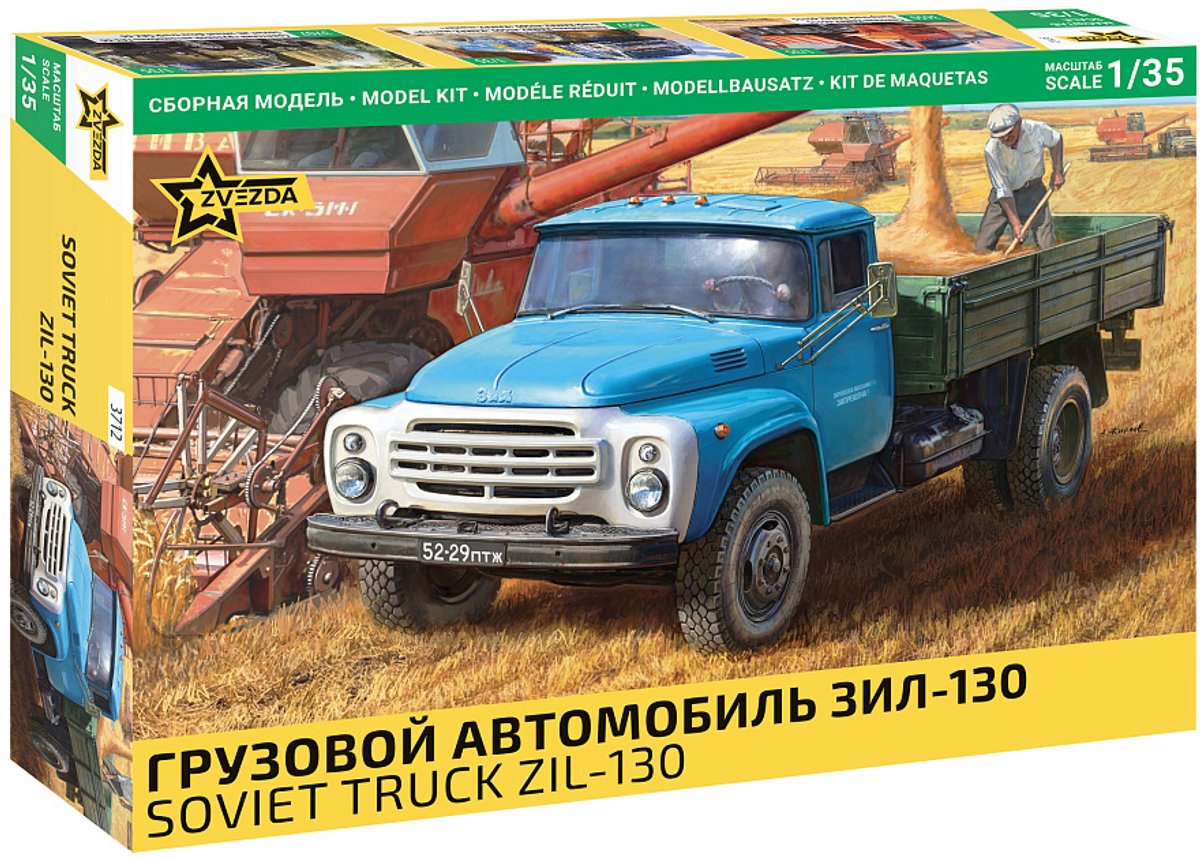 Zvezda Modelbouwpakket Militaire voertuigen - 3712 ZIL-130 - Utiliteitsvoertuig - Russische Militaire Vrachtwagen Plastic - 1:35 -