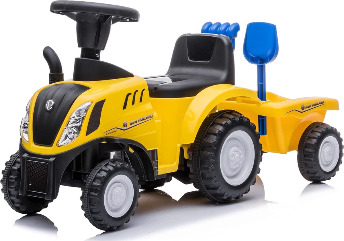NMS® Looptractor -   - Loop Tractor - met Aanhangwagen en Hoorn - 56x29x43cm - Geel