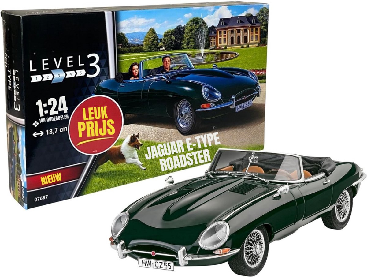 Zylo® Modelbouw Auto - Modelbouw Auto Bouwpakket - Modelbouwpakket - Jaguar E-Type Roadster - 19x8x5cm - Groen