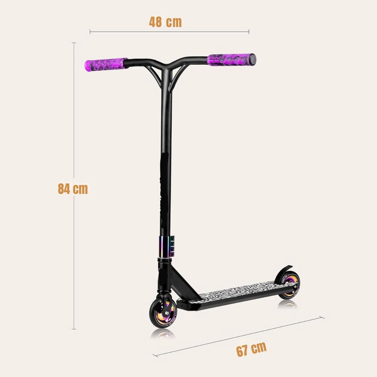 Zylo® Stuntstep Jongen - Stuntstep Volwassenen - Voor Jongesn en Meisjes - Zwart - 67cm x 11cm x 84cm