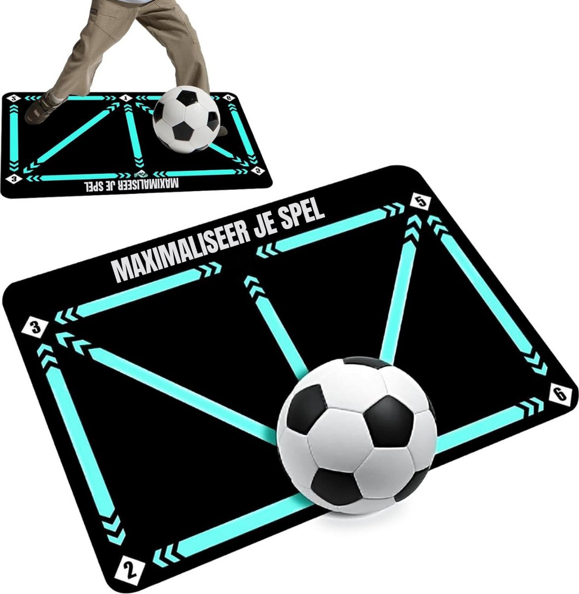 Zylo® Voetbalmat - Dribbelmat - Voetbal Tapijt - 60x90x1cm - Zwart