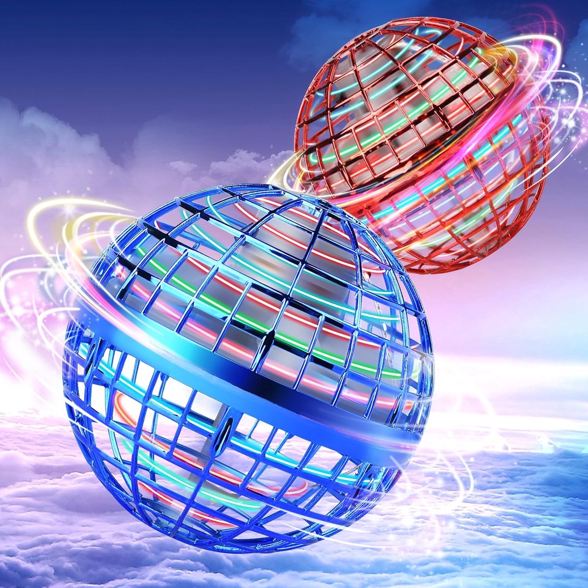 2 stuks Vliegende Orb Bal Speelgoed - Hover Galaxy Bal met Zwevende Nevel - Handbediende Boemerang Spinner met RGB-LED Verlichting - Magisch Ruimte UFO Speelgoed - Mini Drone voor Kinderen en Volwassenen - Geschikt voor Binnen en Buiten