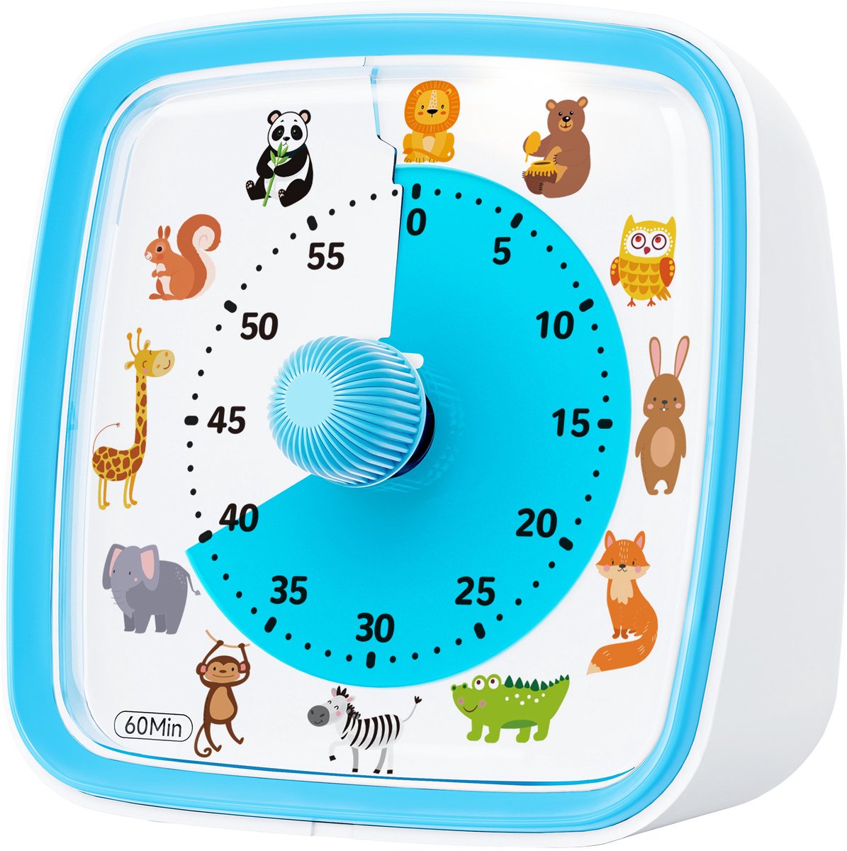 Visuele timer voor kinderen - 60 minuten afteltimer - Tijdmanagementtools voor in de klas, huiswerk, koken , Dieren - Blauw