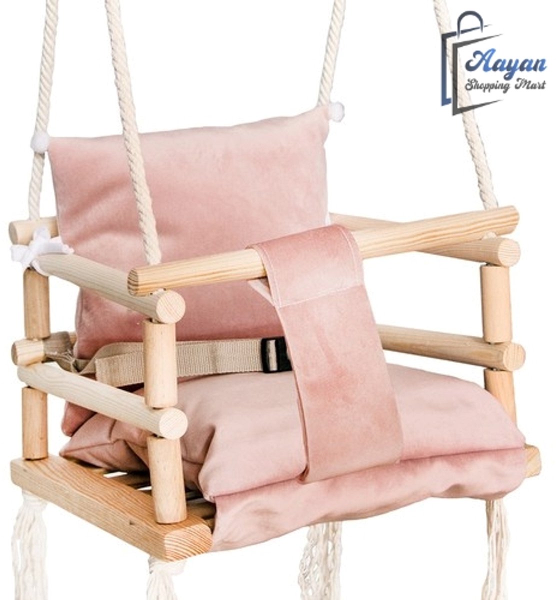 Kinder Schommel met kussen voor Binnen en Buiten – Roze – schommelstoel baby – schommelstoel – schommels - 40246