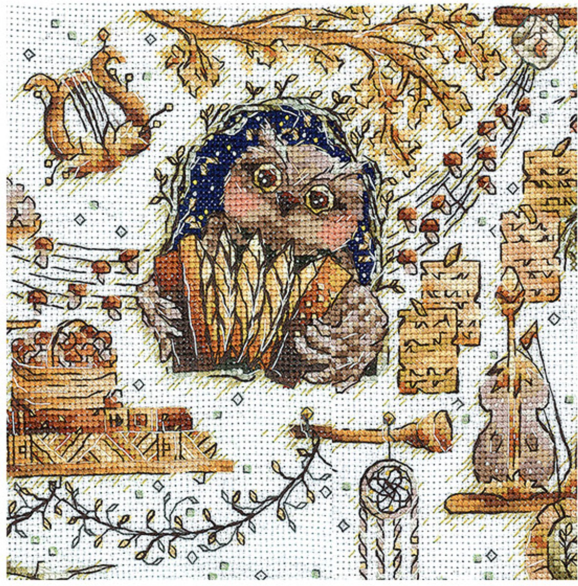 Borduurpakket SANV-50 - Magical beasts. Owl - Magische beesten, Uil - Andriana