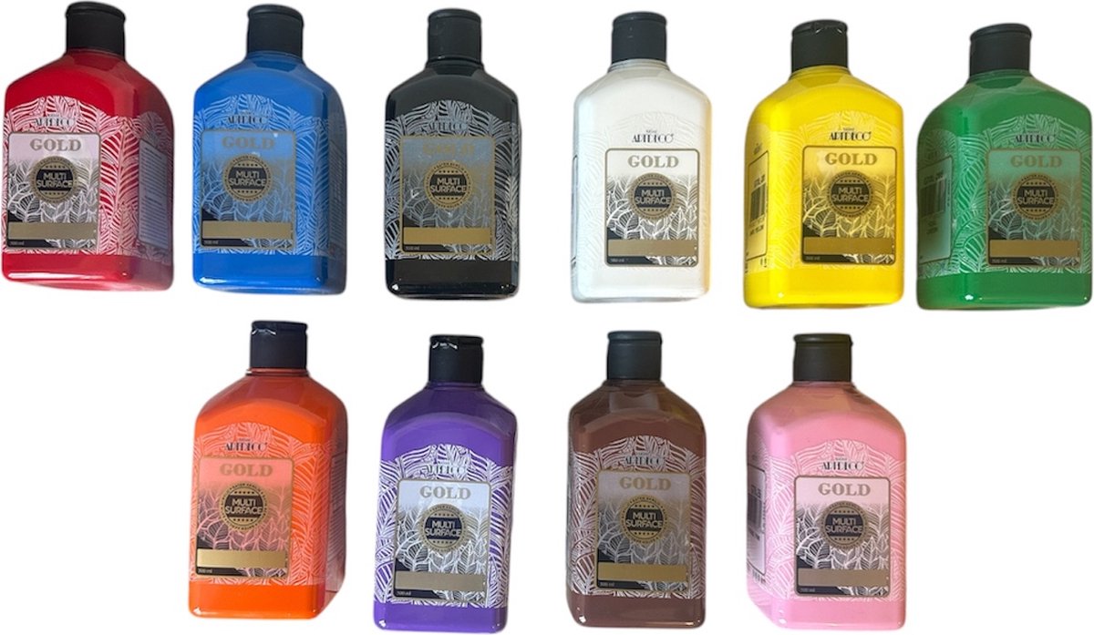Artdeco Acrylverf set, 10 x 500ml acrylverfset, hoofd- en secundaire kleuren , Glasverf, houtverf, keramiekverf, DIY Projecten