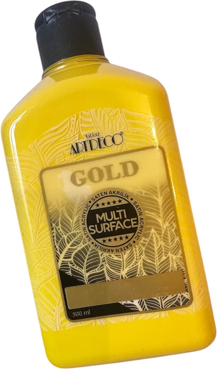 Artdeco Gold Multi-Surface Acrylverf 500ml Geel , Glasverf, houtverf, keramiekverf, DIY Projecten